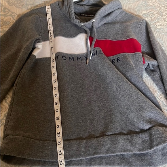 Tommy Hilfiger Gray Hoodie with Red and White Accents - Picture 5 of 7